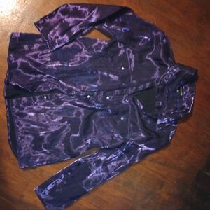 Notations Large Purple shimmery women's button up shirt
